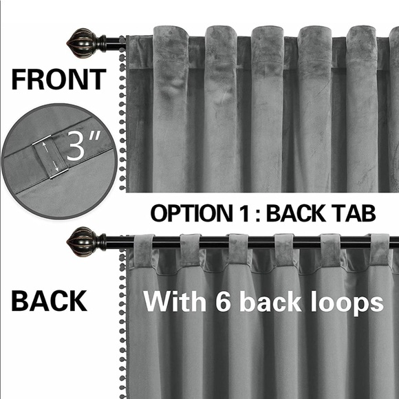 Zhaofeng 42”x95” Pom Pom Velvet Curtains in gray - Picture 4 of 16